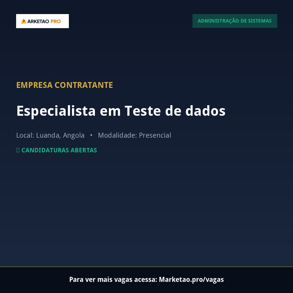 Especialista em Teste de dados