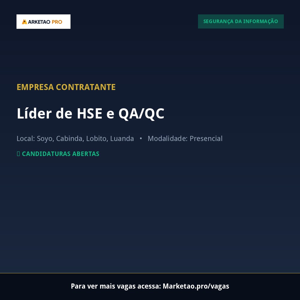 Líder de HSE e QA/QC
