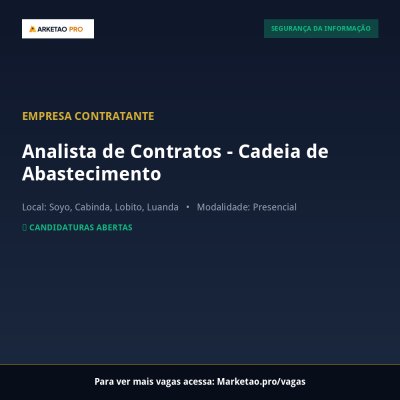 Analista de Contratos - Cadeia de Abastecimento