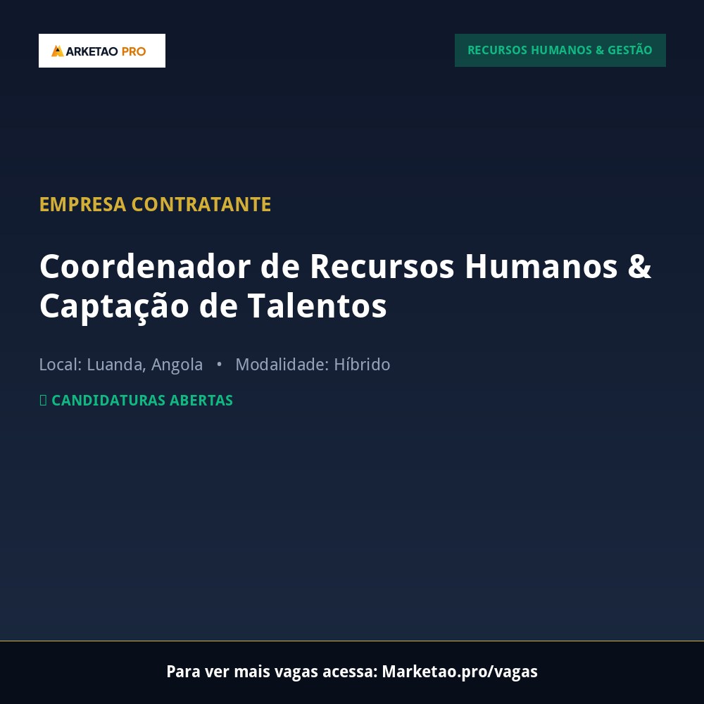 Coordenador de Recursos Humanos & Captação de Talentos
