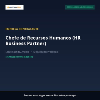 Chefe de Recursos Humanos (HR Business Partner)