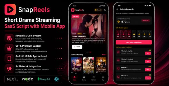 SnapReels v1.1.7 – Plataforma SaaS de Streaming de Séries Curtas com Aplicativo Android download