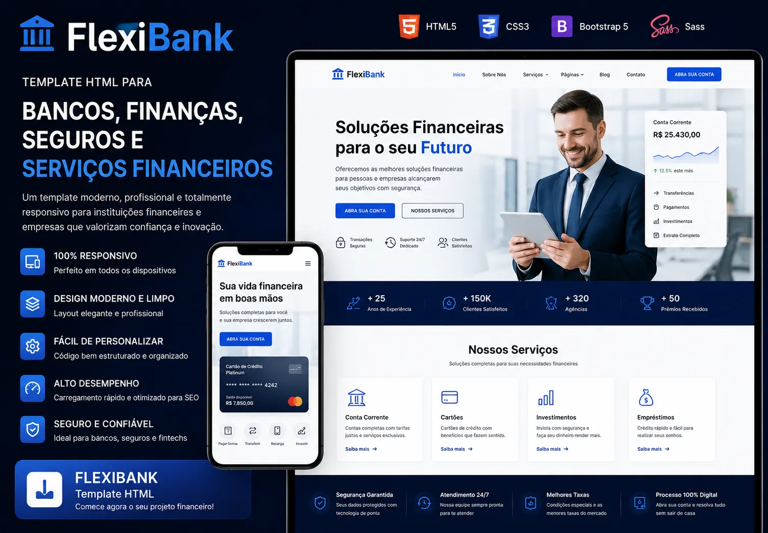 FlexiBank – Template HTML para Bancos, Finanças, Seguros e Serviços Financeiros download