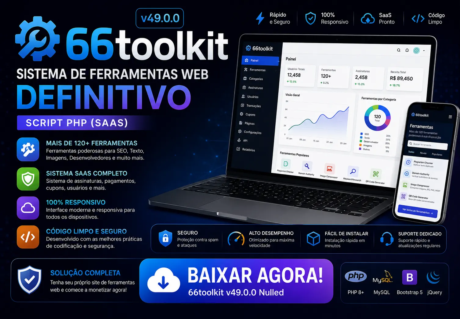 66toolkit v49.0.0 – Script PHP de Ferramentas Web (SaaS) com Mais de 1.400 Recursos BAIXAR AGORA