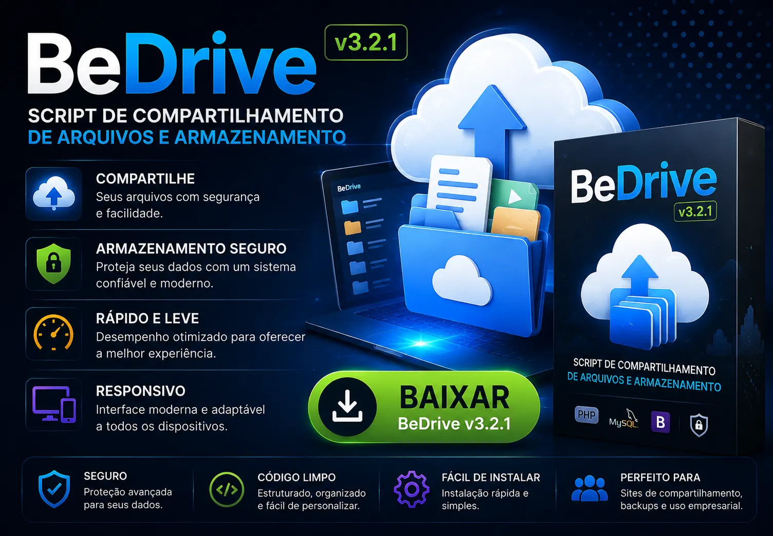BeDrive v3.2.1 – Script de Compartilhamento de Arquivos e Armazenamento BAIXAR