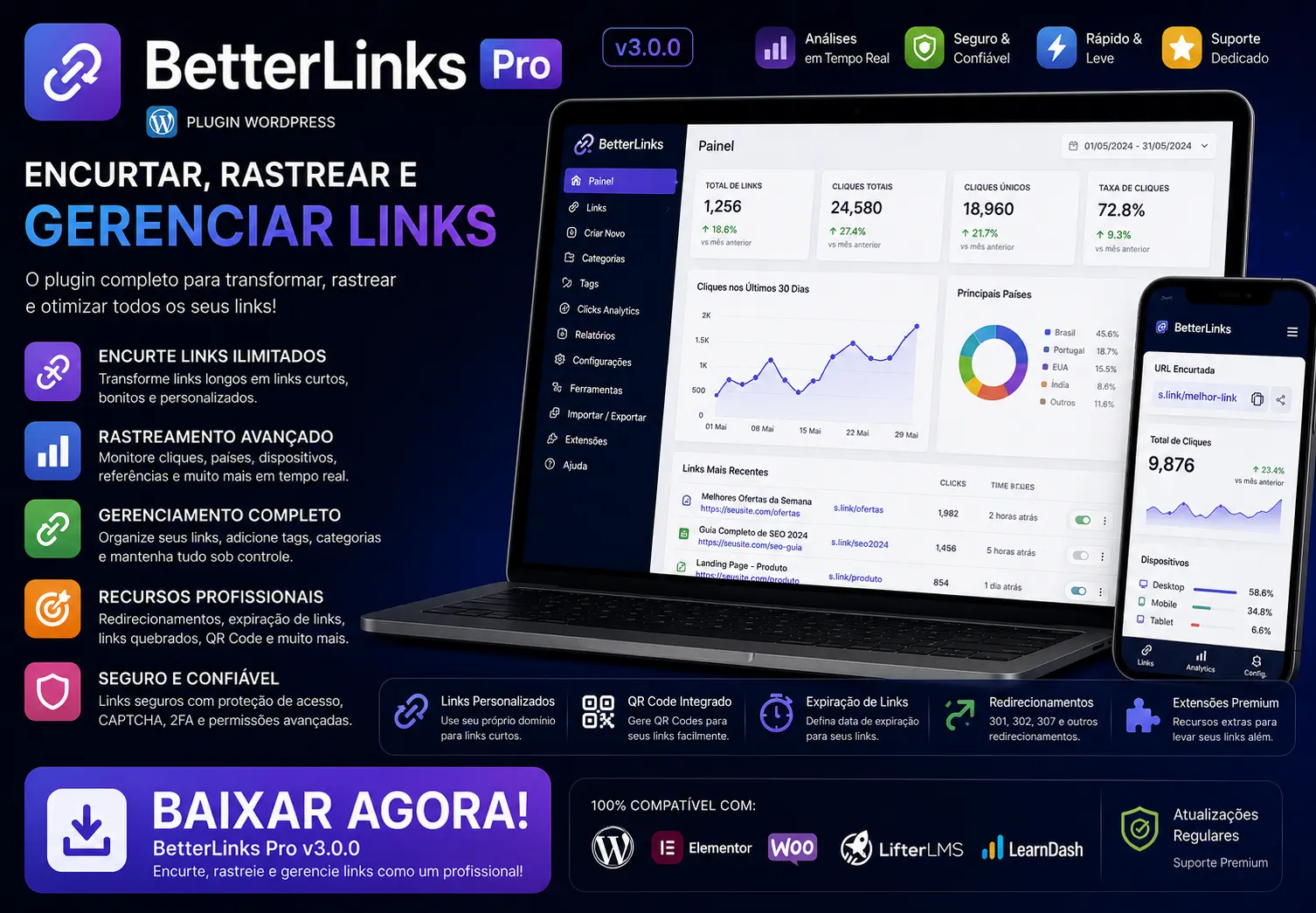 BetterLinks Pro v3.0.0 – Plugin WordPress para Encurtar, Rastrear e Gerenciar Links BAIXAR AGORA